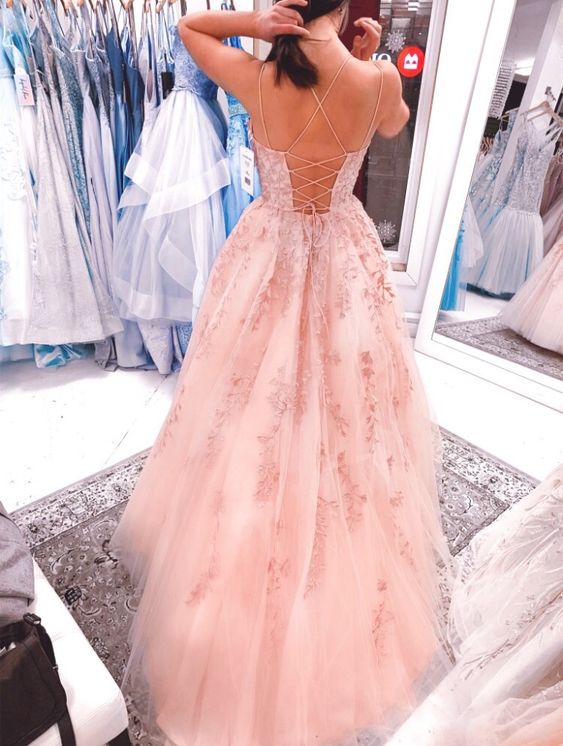 Gorgeous Strap Long Prom Dress with applique cg15924