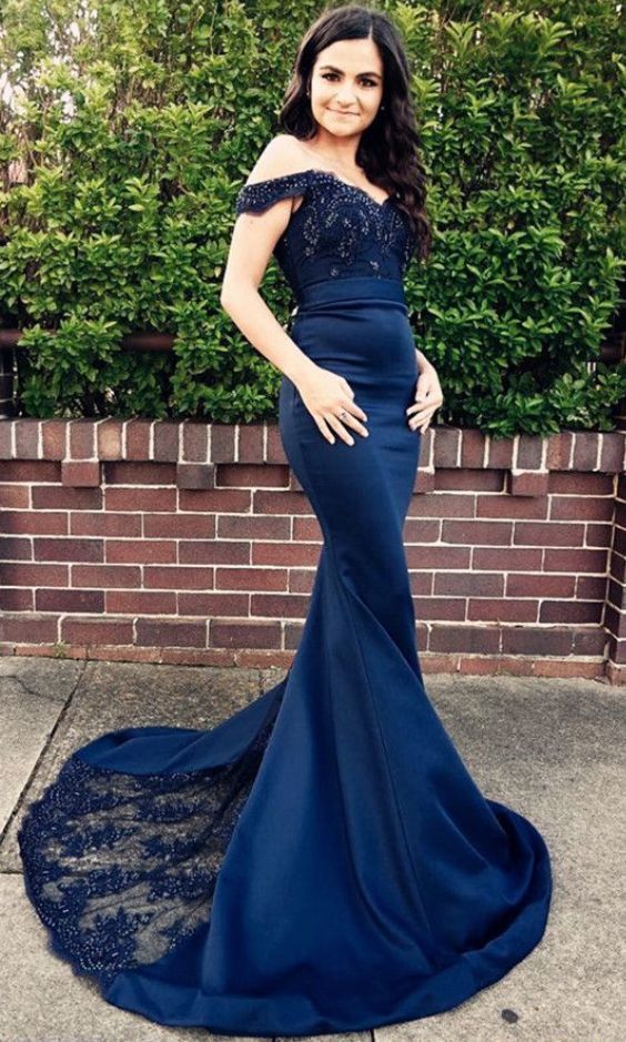 Off The Shoulder Appliques Mermaid Prom Dresss cg15951