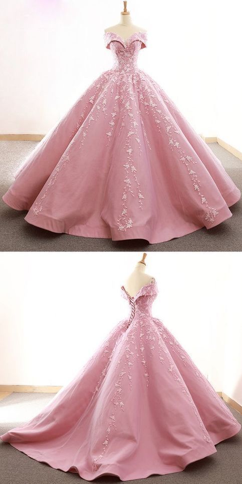 Gorgeous Tulle & Satin Party Dress Off-the-shoulder Neckline Ball Gown Wedding Dresses With Lace Appliques prom dress cg15962