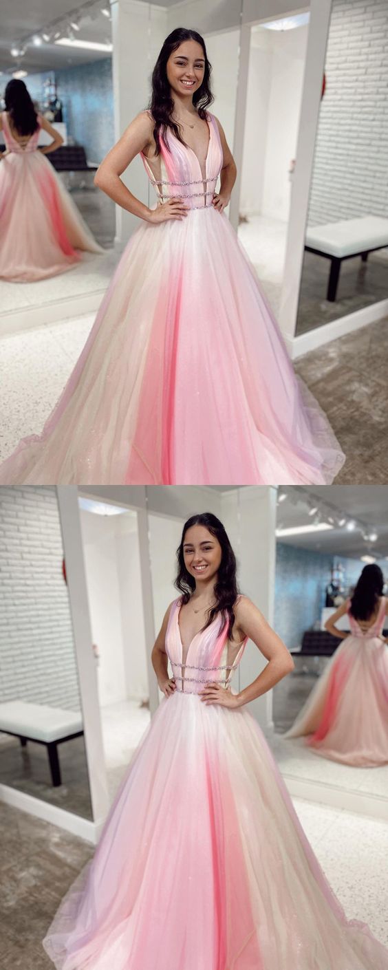 Sexy V-Neck A-Line Prom Dresses, Evening Dress Prom Gowns, Formal Women Dress,Prom Dress cg15974