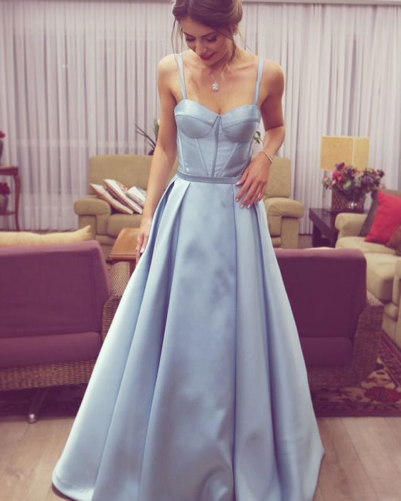 A-line Straps Satin Prom Dress cg16006