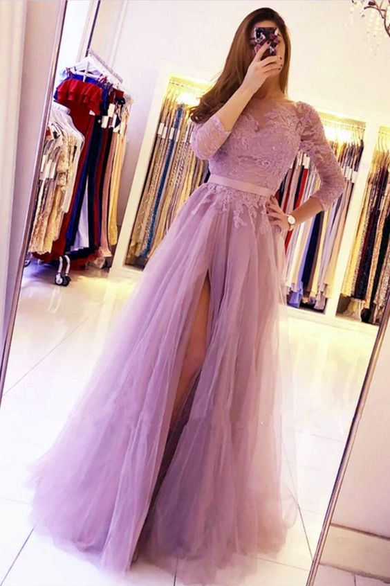 Modest Mauve Bridesmaid Dresses With Sleeves prom dress cg16136