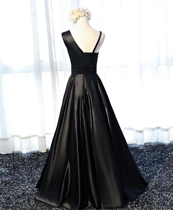 Charming One Shoulder Satin Long Prom Dress, Simple A-Line Party Dress cg16144