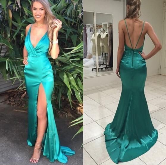 Sexy Mermaid Backless Long Formal Prom Dress with Slit cg16212