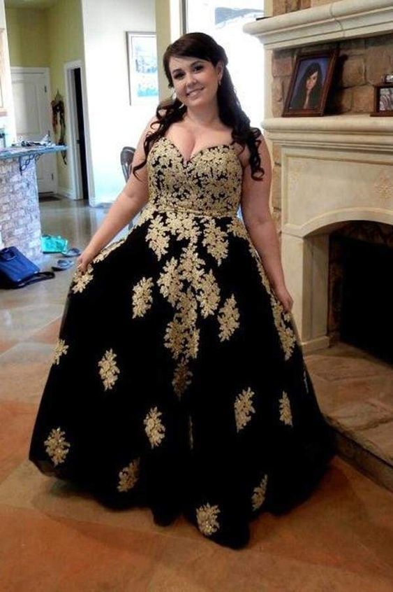 Black Spaghetti Straps Sleeveless Applique Floor-Length Tulle Plus Size Prom Dresses cg16218