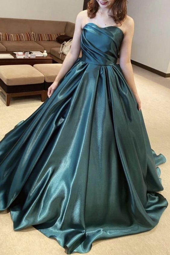 Hunter Green Ball Gown Prom Dresses cg16246