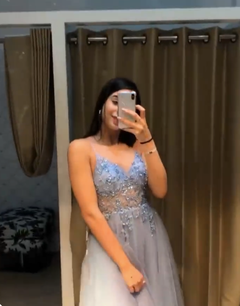 A-line blue beaded tulle long prom dress formal dress cg16262