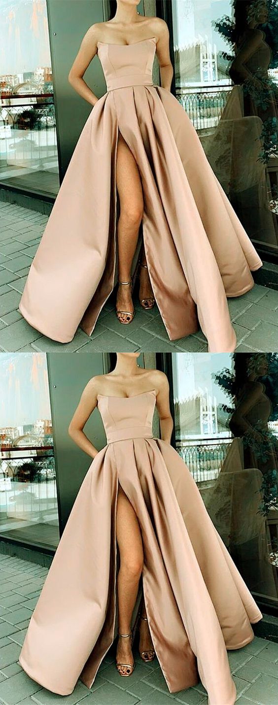 Champagne Prom Dresses With Pockets cg16366
