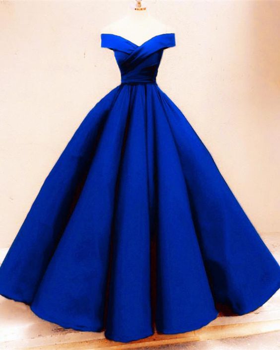 blue Prom Dresses Royal blue satin ball gown cg16367