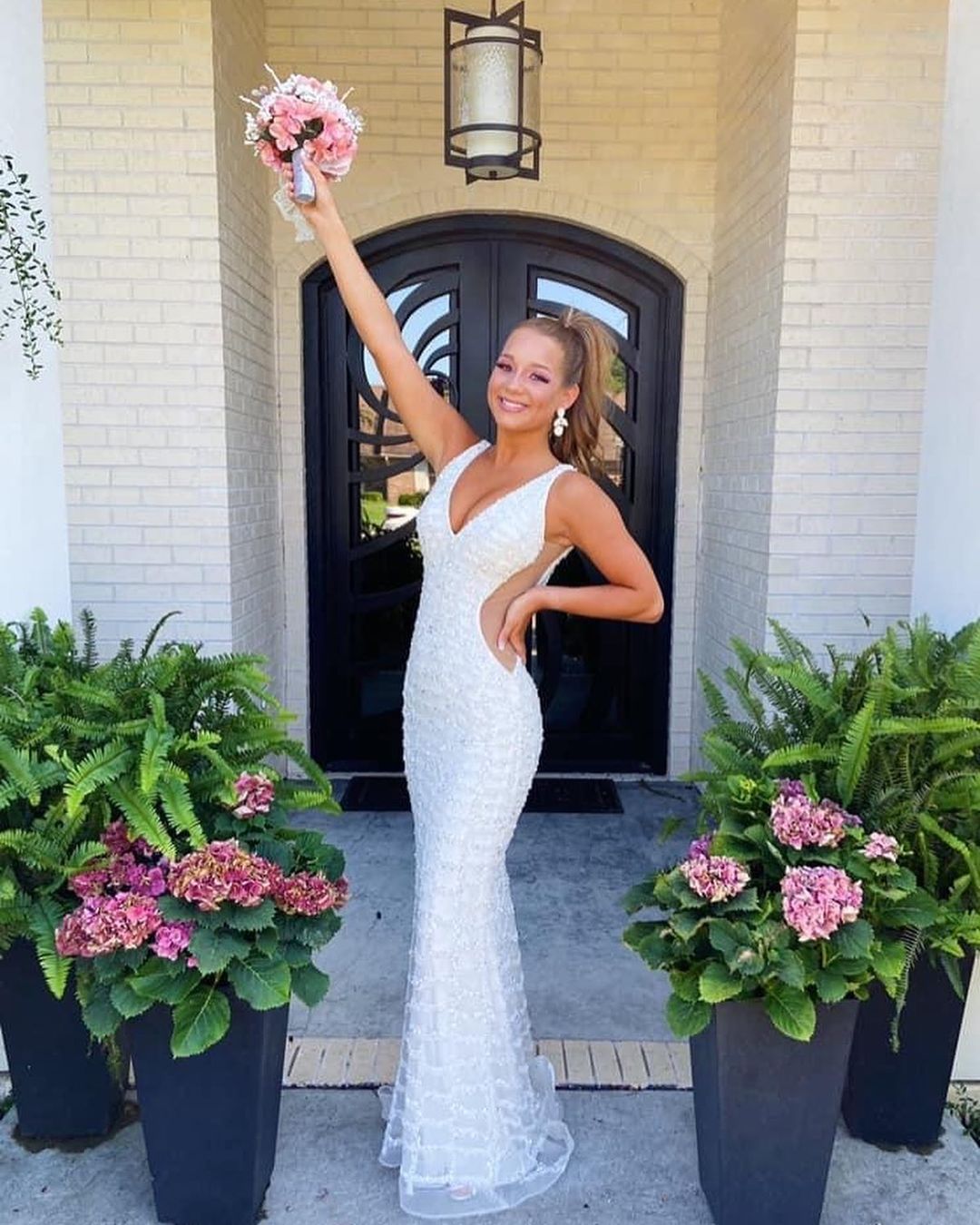 white mermaid backless long formal dress of year 12, prom dress cg16375