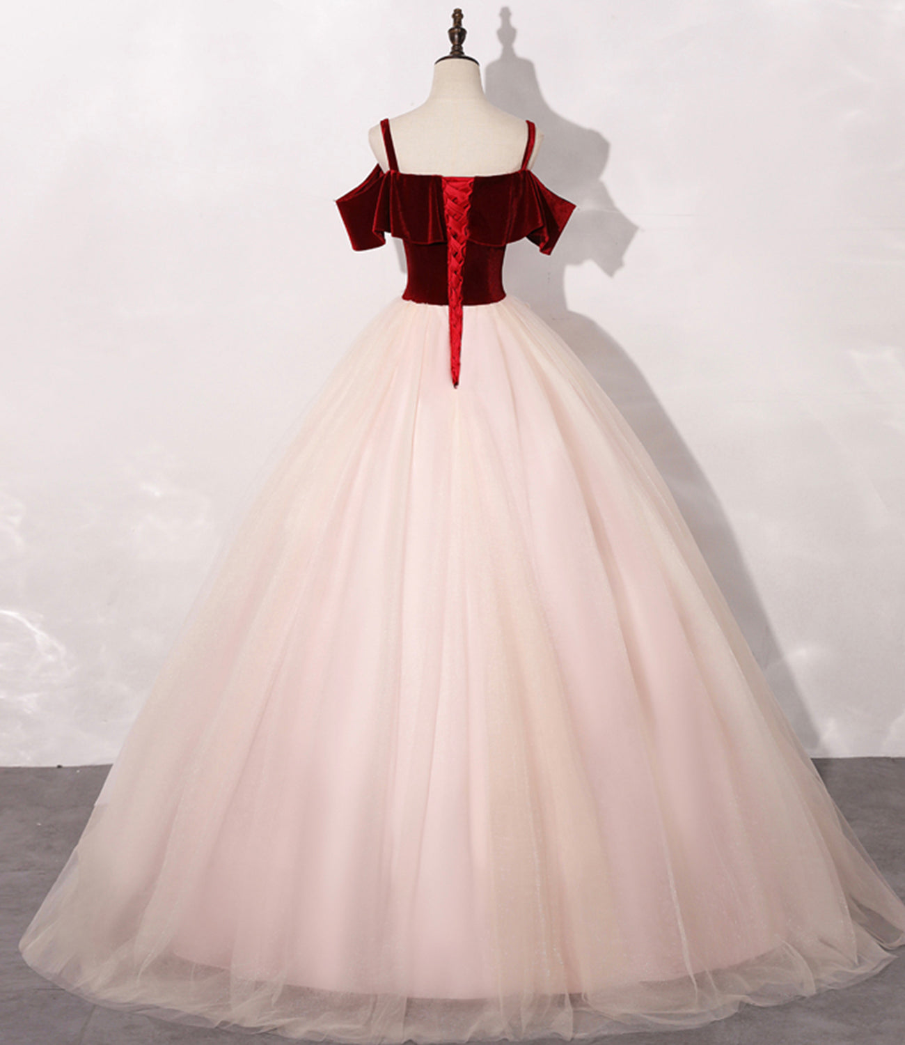 PINK LONG BALL GOWN PROM DRESS WITH LACE FORMAL DRESS cg16451