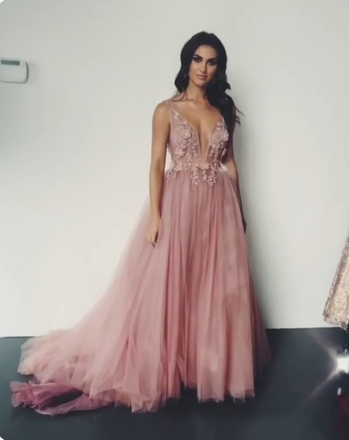 pink long Evening prom Dress cg16550