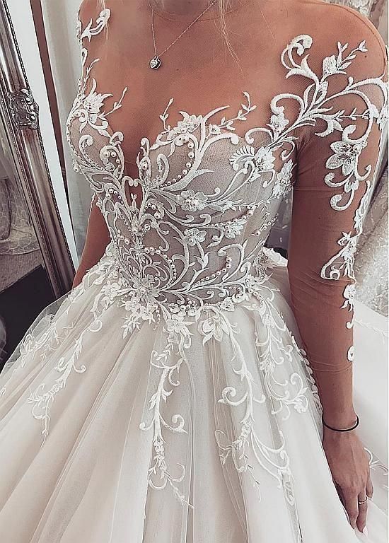 Fashion Long Sleeve Lace Plus Size Wedding Dress Prom Dress cg16585