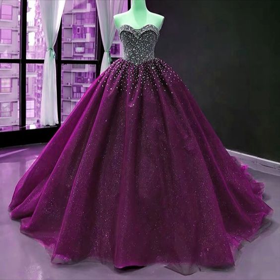 Purple Sweetheart Ball Gown Dresses Prom Dress cg16605