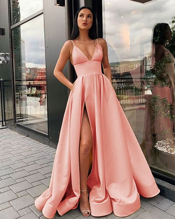 pink long evening gown Prom Dress cg16610