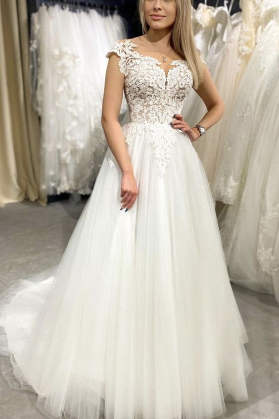 Elegant Tulle Wedding Dresses Appliques prom dresses cg16664