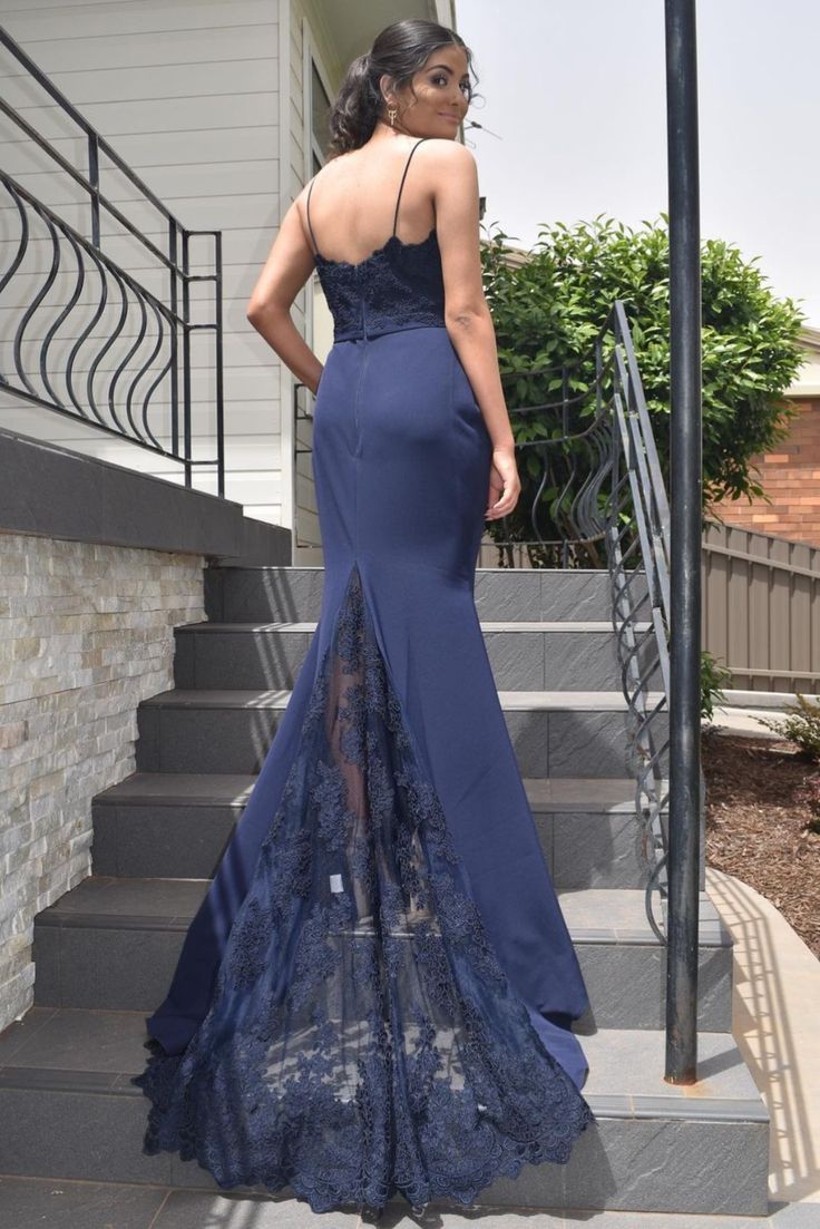 Mermaid Navy Blue Formal prom Dress cg16674