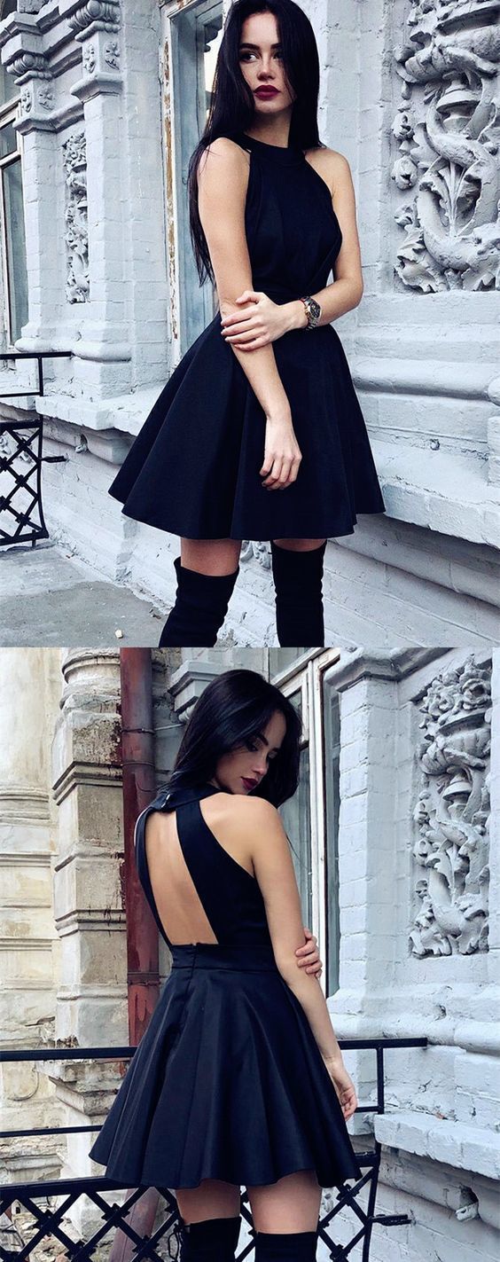 Charming Black Cute Dress, Sexy Sleeveless Mini Party Gown, Short Homecoming Dress cg1671