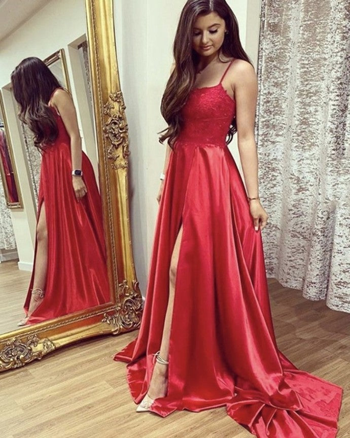 spaghetti Straps A-Line Prom Dresses,Long Prom Dresses cg16786