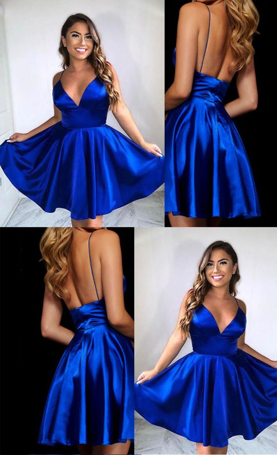 royal blue short party dress homecoming dress cg16841
