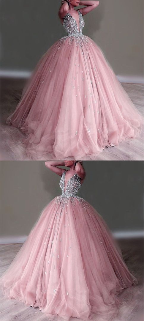 Pale Pink Princess Prom Dresses Ball Gown cg16906