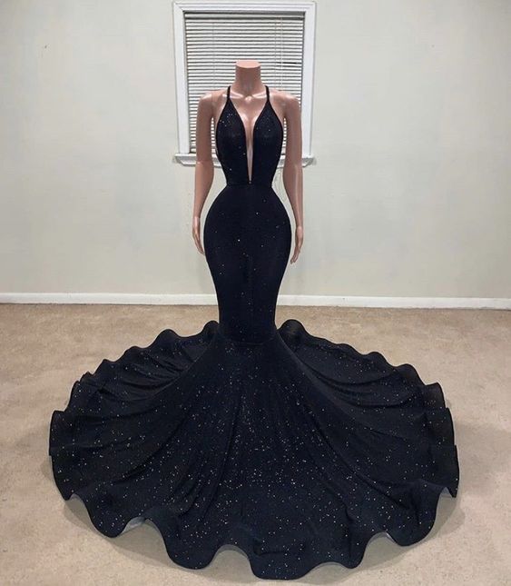 black Mermaid Prom Dresses cg16957