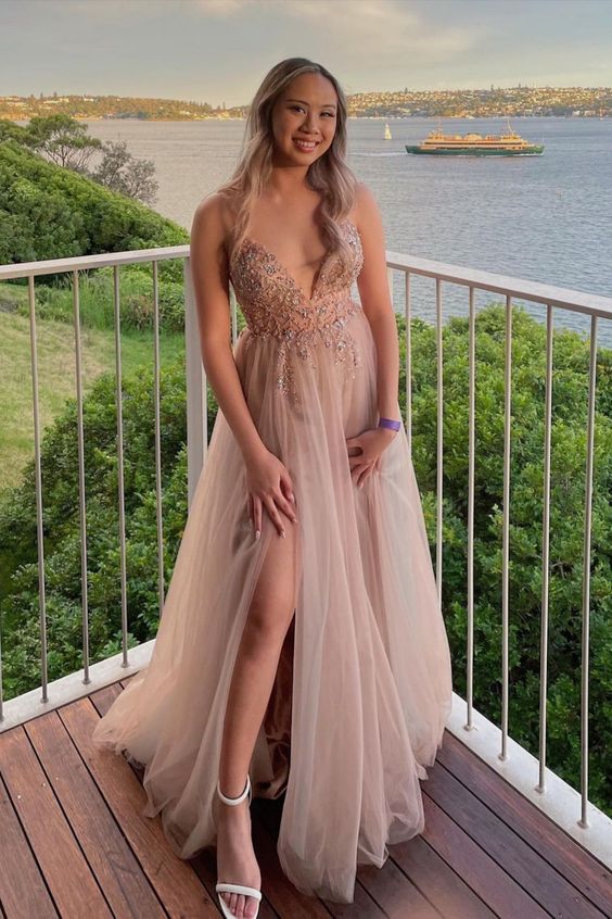 Elegant Tulle A-line Formal Dress Prom Dresses cg16990