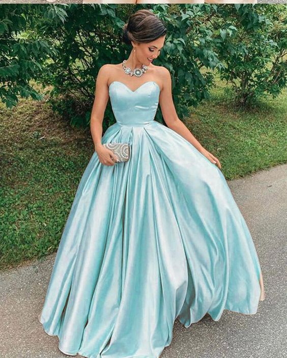 Shiny Satin Sweetheart Long Prom Dress cg17022