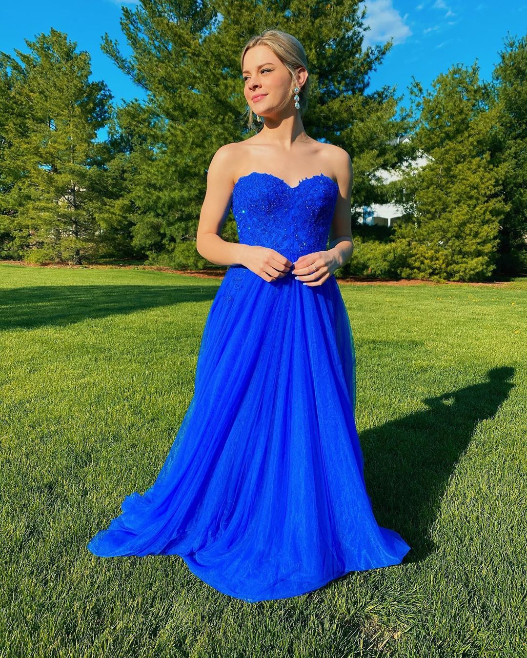Beautiful A Line Sweetheart Blue Long Prom/Evening Dress with Appliques cg17024