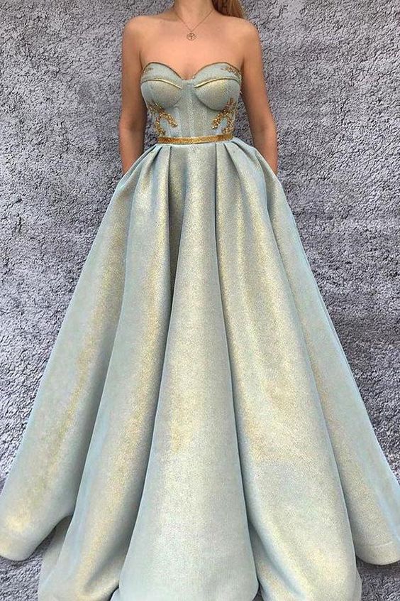 Long Prom Dresses Chic A-line Sweetheart Modest Long Prom Dress Evening Dresses With Pockets cg1708