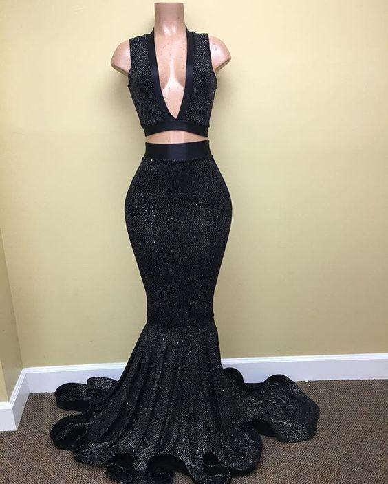Mermaid Long Prom Dress two piece evening dress cg17089