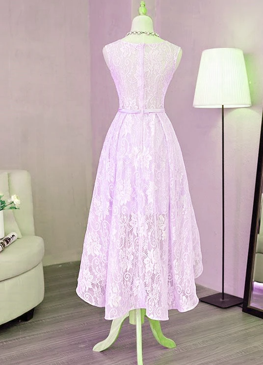 Beautiful Lavender Lace High Low Dress 2021, Short Formal Dress Homecoming Dress cg17200