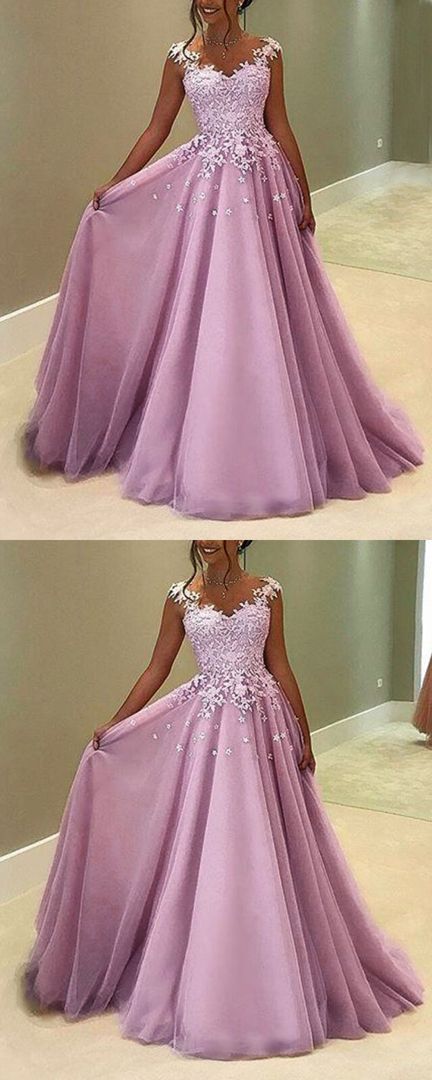 Mauve Pink Tulle Prom Dresses cg17236