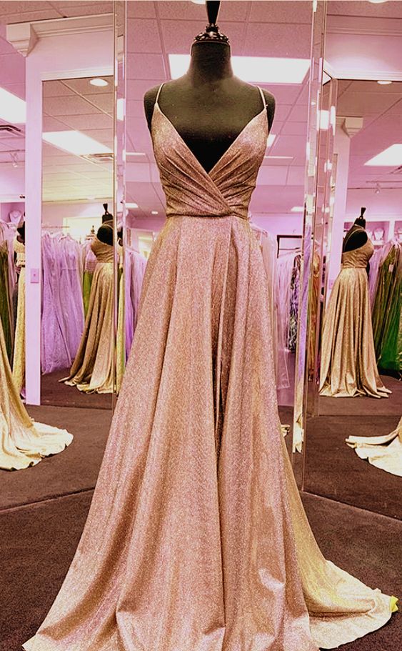 Rose Gold Prom Dresses With Sparkles cg17312