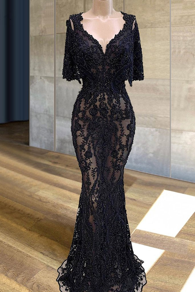 black evening dresses, beaded evening dress, modest evening dresses, 2021 evening prom dress cg17320