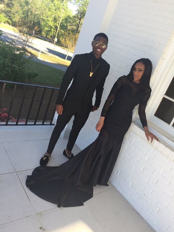 Black Long Sleeves Prom Dress cg17456