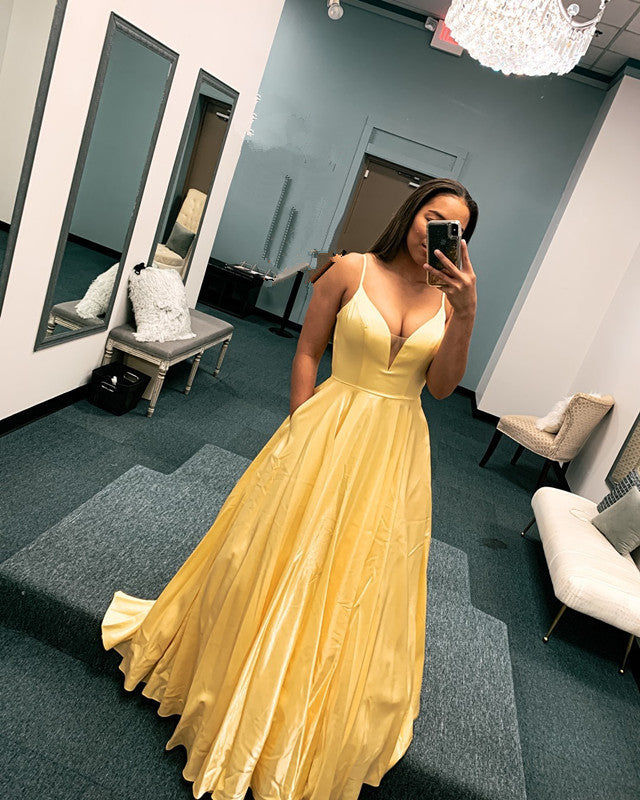 Sexy V-Neck A-Line Prom Dresses,Long Prom Dresses,Cheap Prom Dresses cg17577