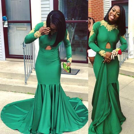 Green Prom Dress Mermaid Prom Dresses Evening Gowns, cg17611