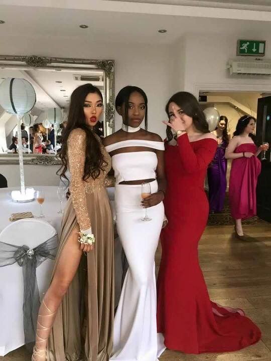 3 Different Style Mermaid Prom Dresses Crew Neck Beading Crystals African Girl Black Girl Evening Formal Gowns cg17692