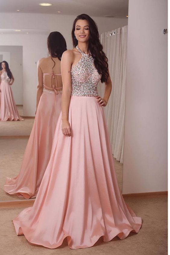 Princess Pink Beaded Prom Dress cg17819