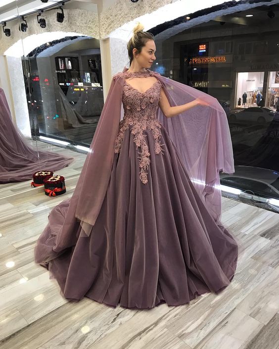 prom dresses Gorgeous Ball Gown Wedding Dress Cape Lace Appliques Beaded Plus Size Women Bridal Gowns cg17829