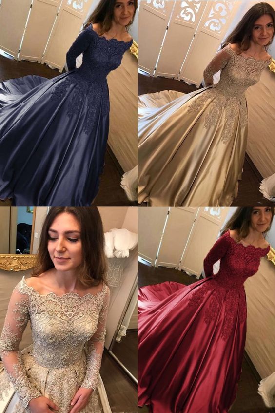 Long prom dresses Satin Long Sleeves Ball Gown Quinceanera Dresses cg17837