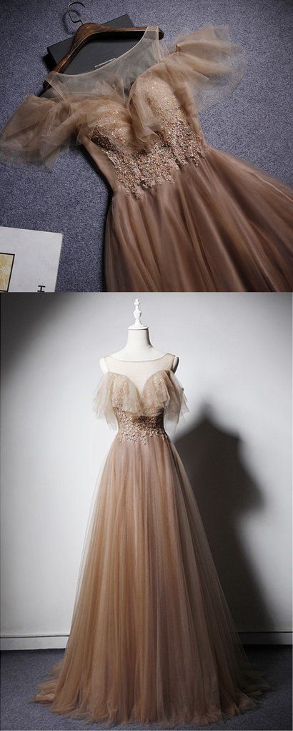 Long Lace Applique Senior Prom Dress, Formal Dress With Sleeve cg17848