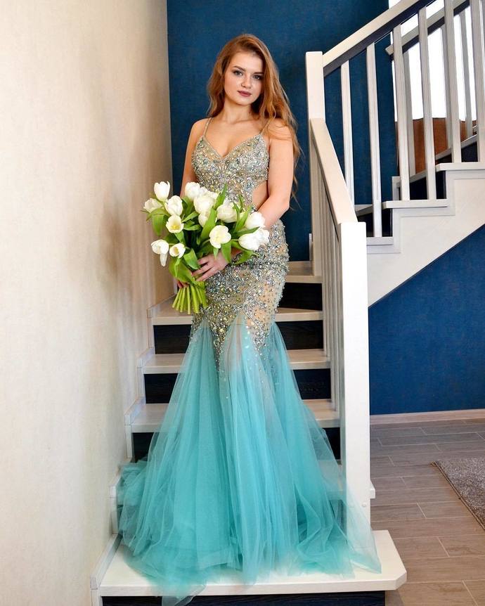 Handmade Beaded Long Formal Party Dress Prom Dress cg17856