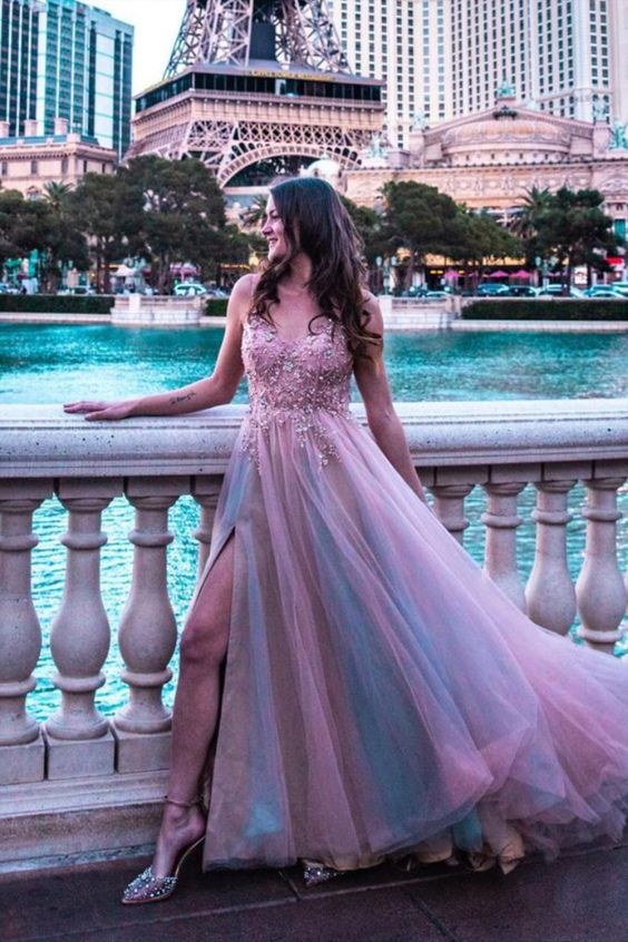 A-line beaded long formal dress travel dress Long Prom Dress cg17918
