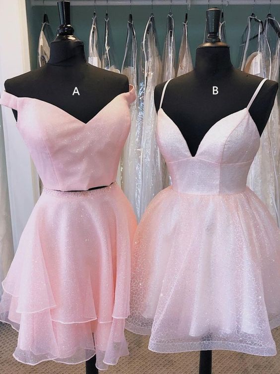 shiny A-line short pink dress homecoming dress birthday dress cg17934