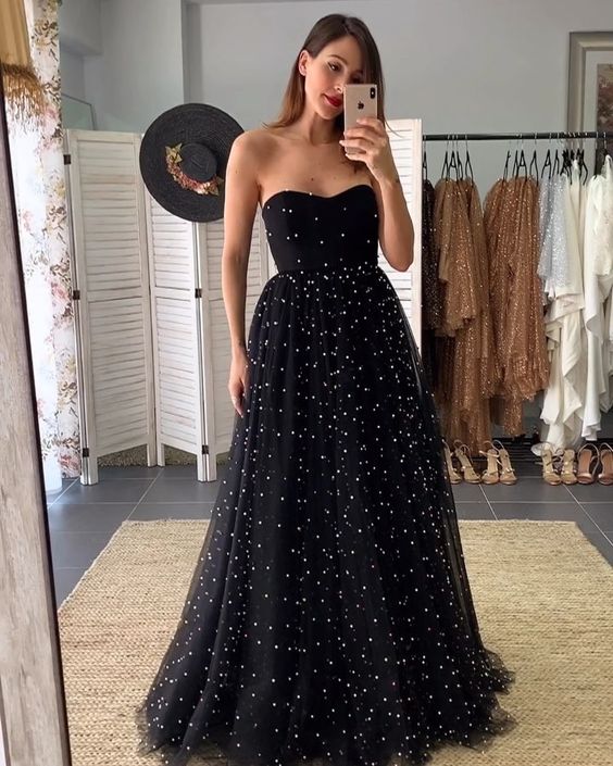 Black unique long Evening prom Dress cg18099