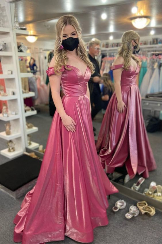 Princess A-line Off the Shoulder Long Formal Dress Prom Dress with empire waistline cg18190