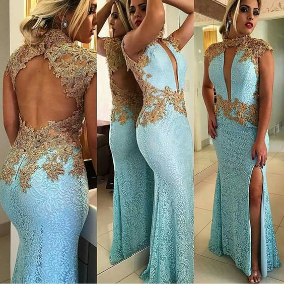 Blue Mermaid Long Prom Dress cg18211