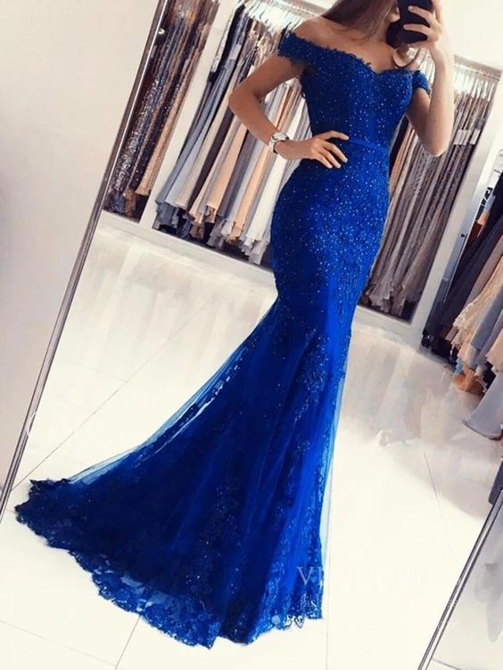Elegant off the shoulder mermaid lace prom dresses cg18278